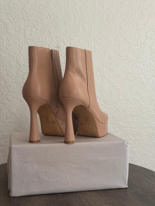 INC Tan Platform Leather Booties
