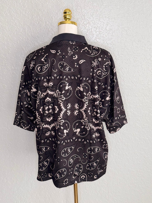Pacsun Mesh Zip Paisley Shirt