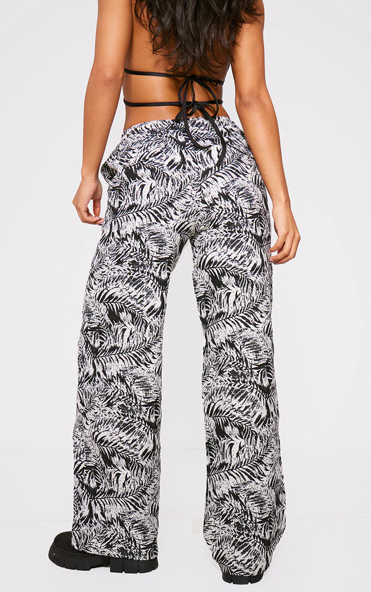 Pretty Little Things Jacquard Drawstring Waist Wide Leg Joggers