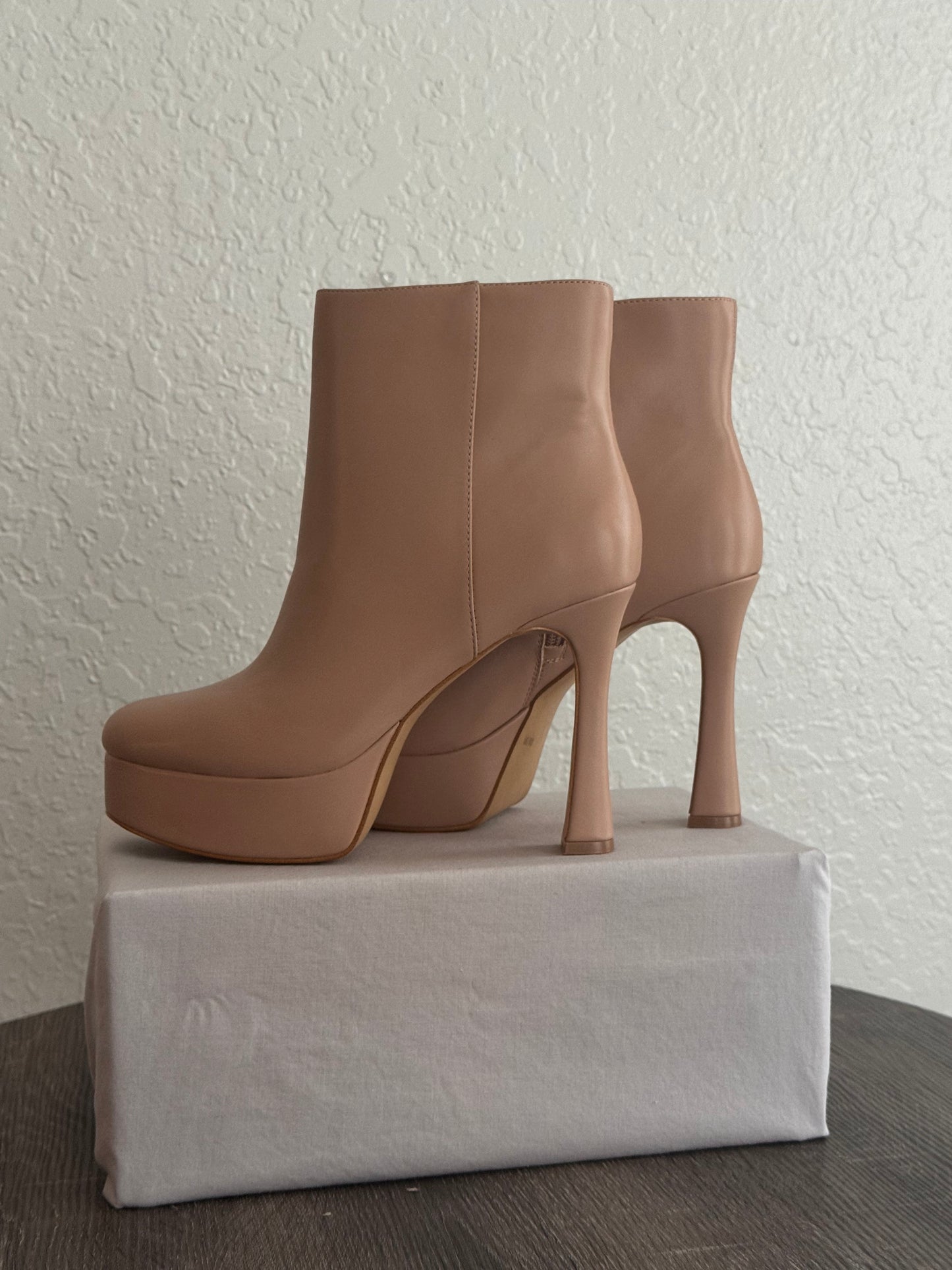 INC Tan Platform Leather Booties