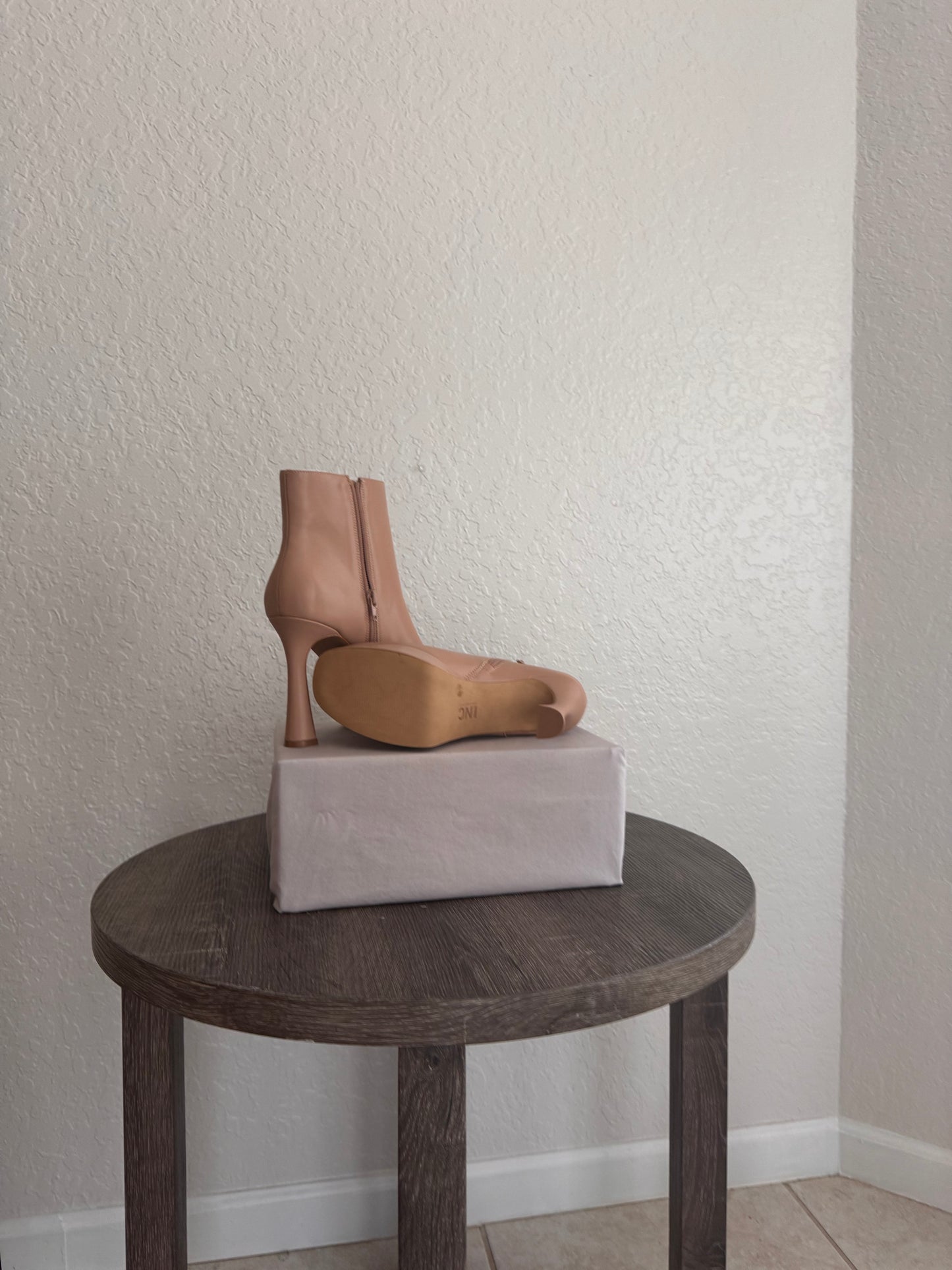 INC Tan Platform Leather Booties