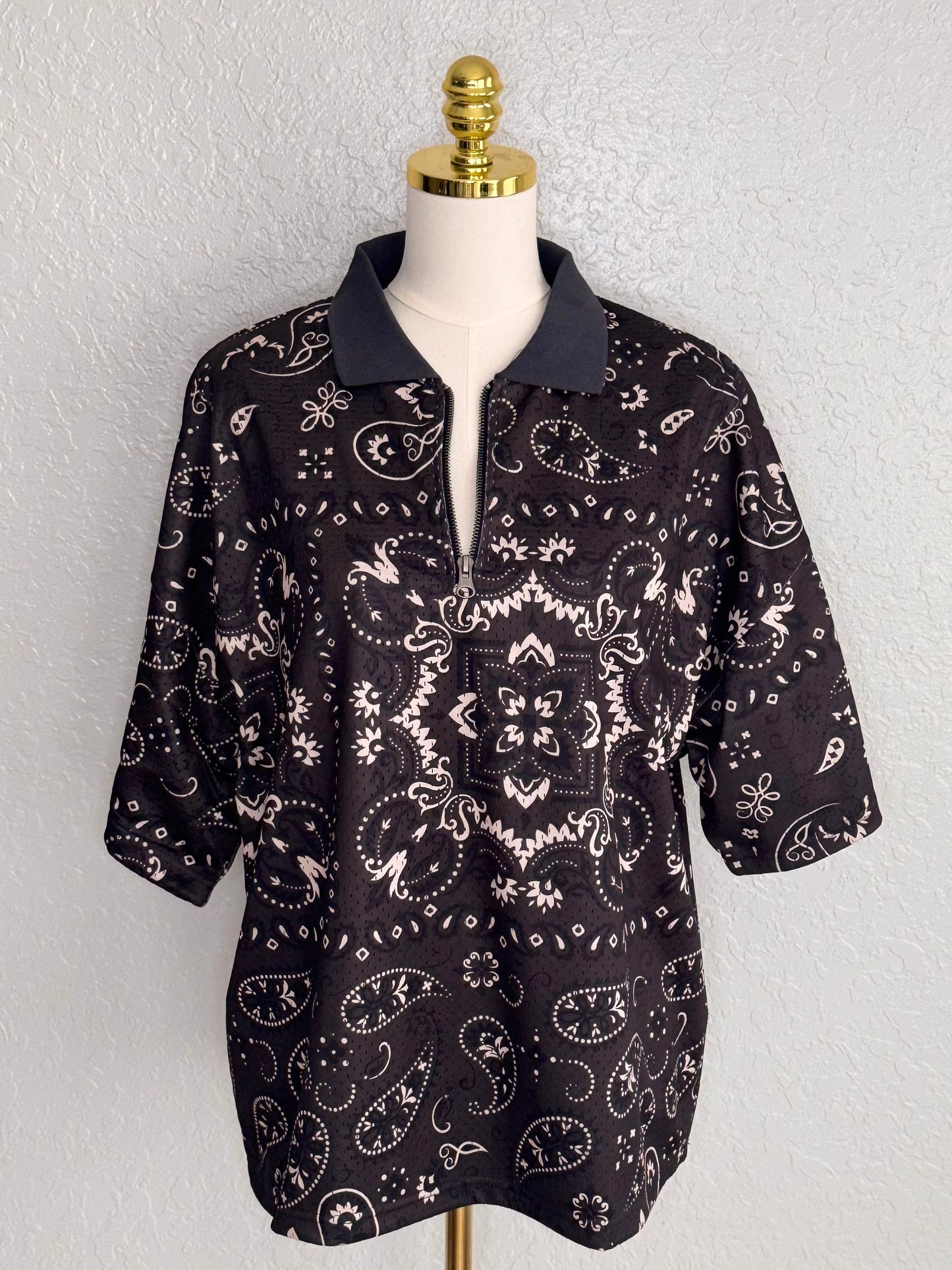 Pacsun Mesh Zip Paisley Shirt
