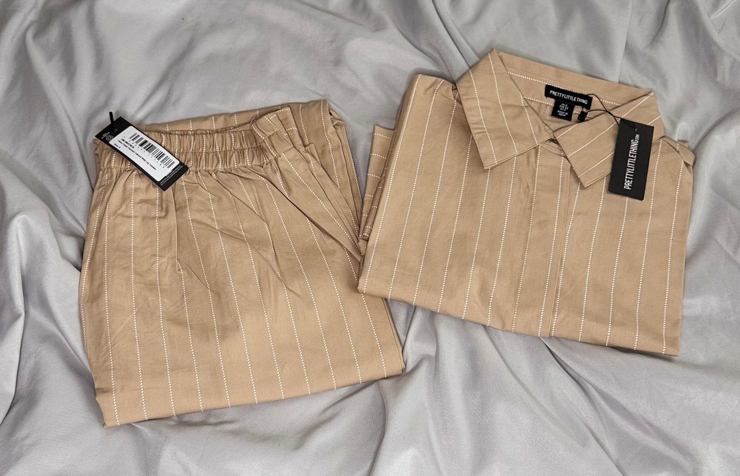 Pretty Little Things Stone Popline Pinstripe Set