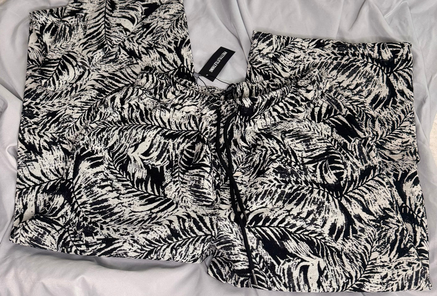 Pretty Little Things Jacquard Drawstring Waist Wide Leg Joggers