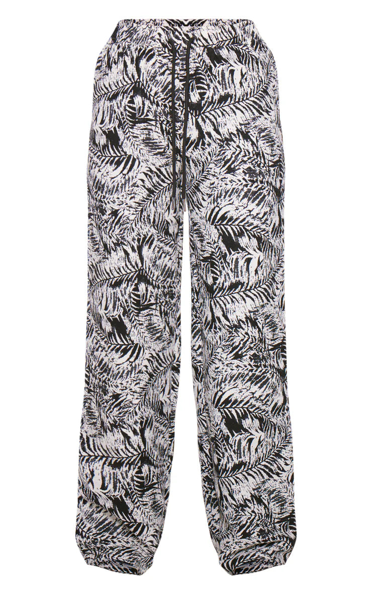 Pretty Little Things Jacquard Drawstring Waist Wide Leg Joggers