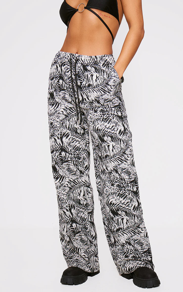 Pretty Little Things Jacquard Drawstring Waist Wide Leg Joggers